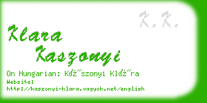 klara kaszonyi business card